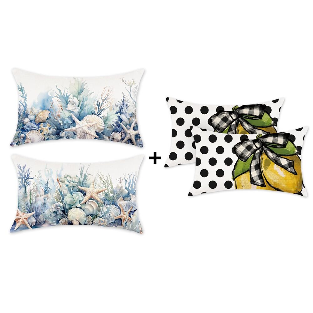 8012 Summer Throw Pillow Covers 12x20 Set of 4 Decorative Pillowcases